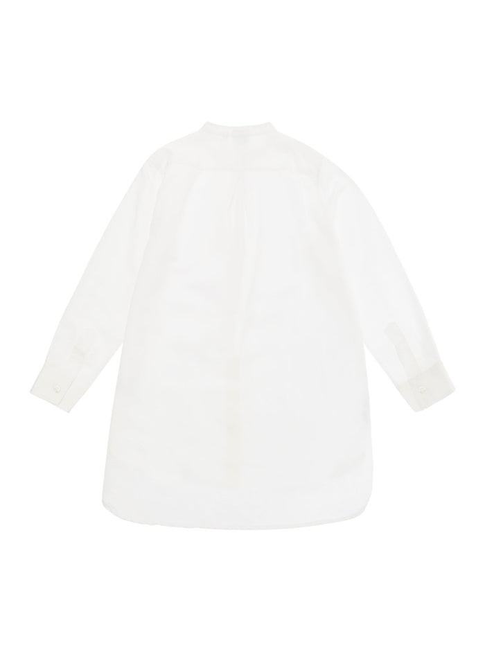 White Band Collar Shirt Linen Blend Girl Cotton And Blouses