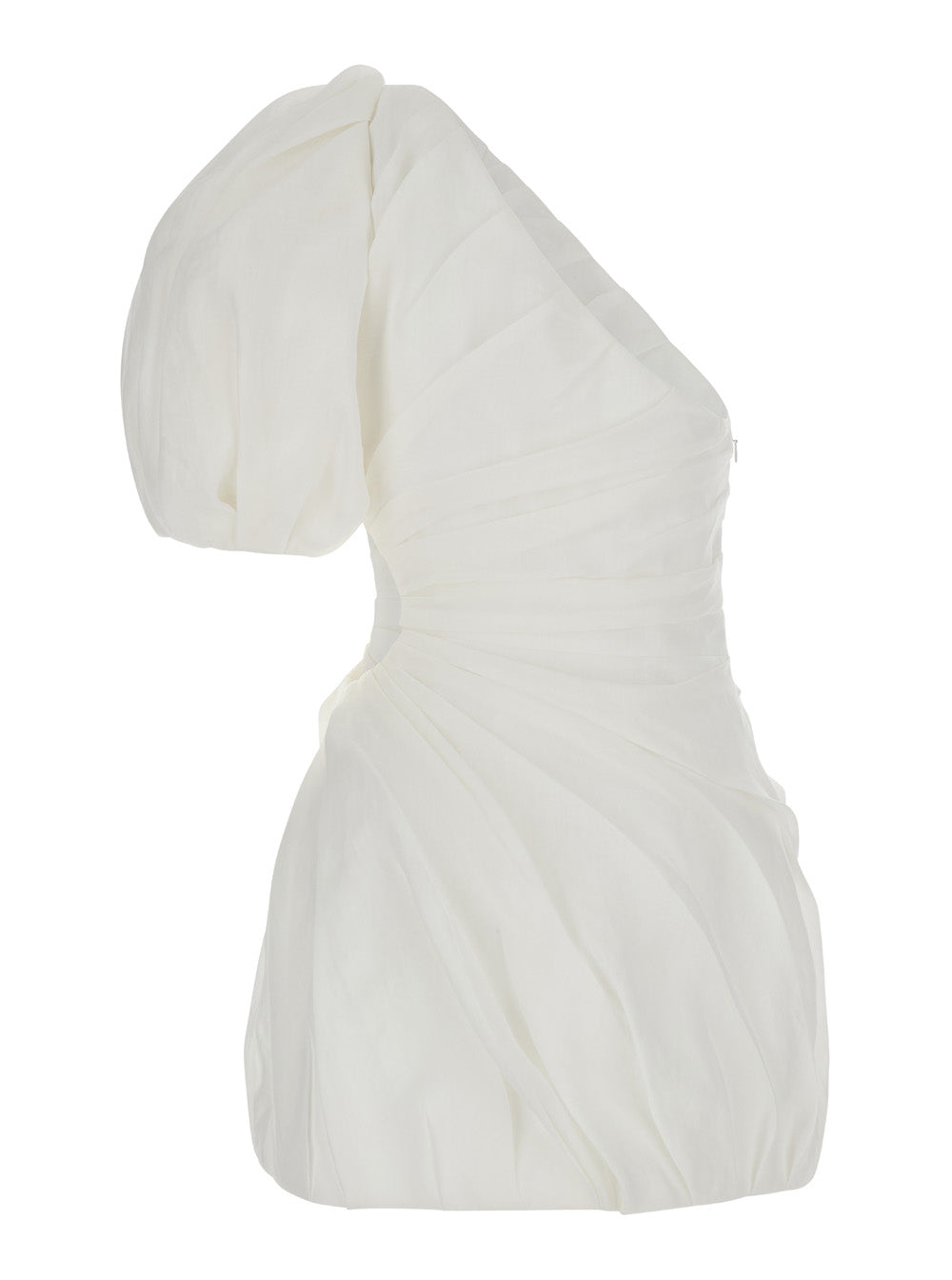 White Asymmetrical Mini Dress Linen Woman Ramia