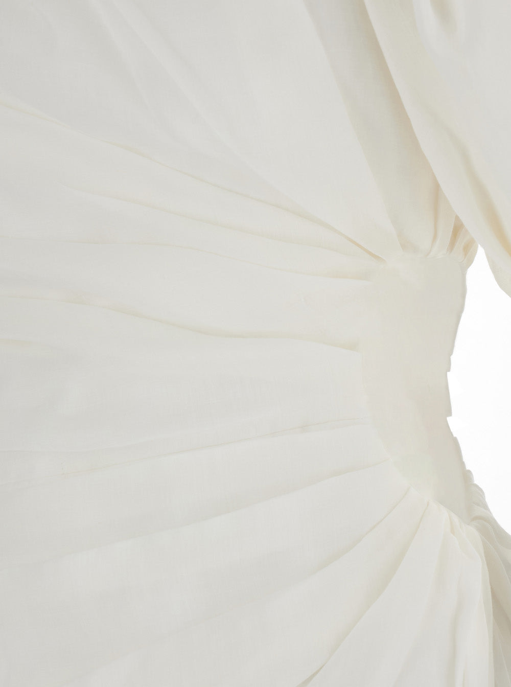 White Asymmetrical Mini Dress Linen Woman Ramia