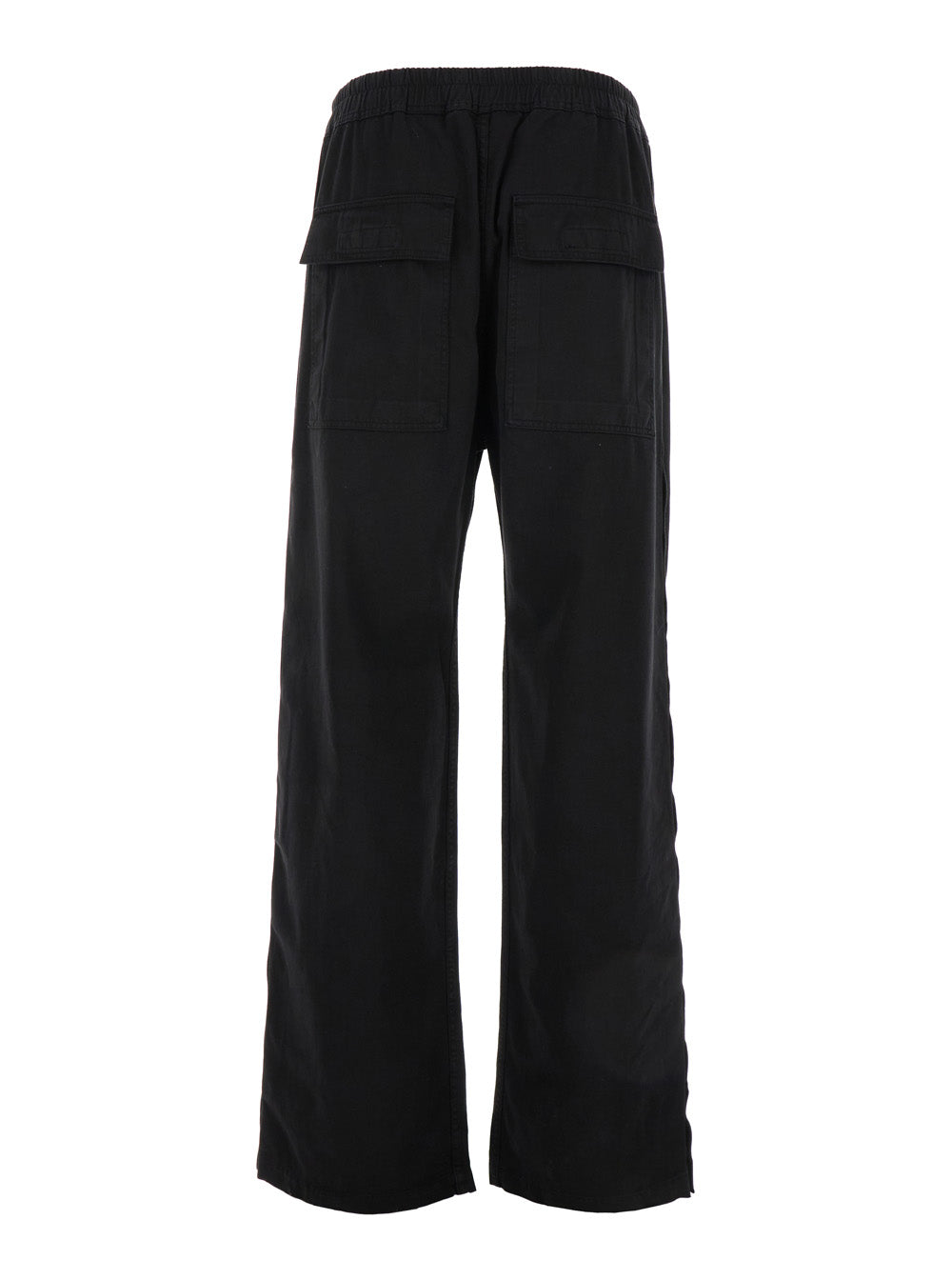 Black Pants With Snap Buttons And Drawstring Cotton Man Trousers