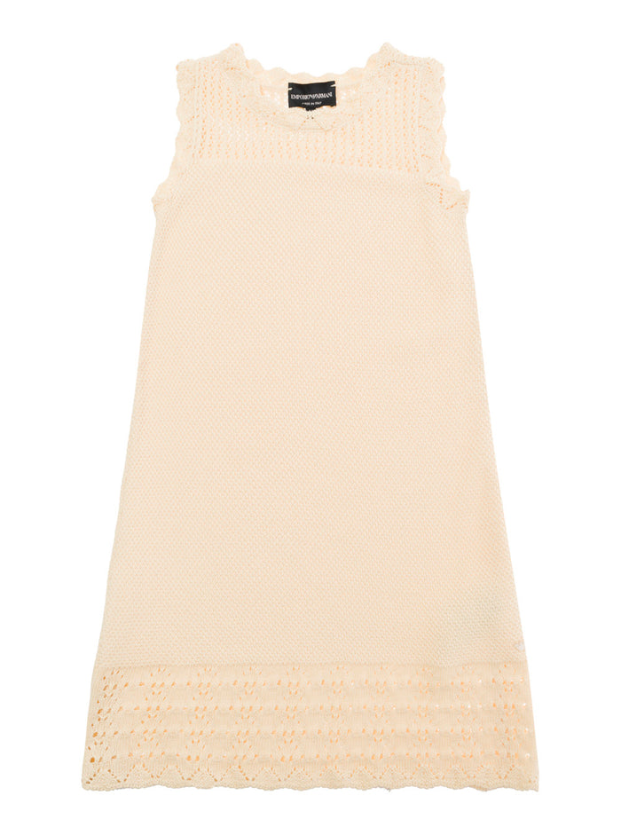 Beige Sleeveless Knitted Dress Cotton Girl