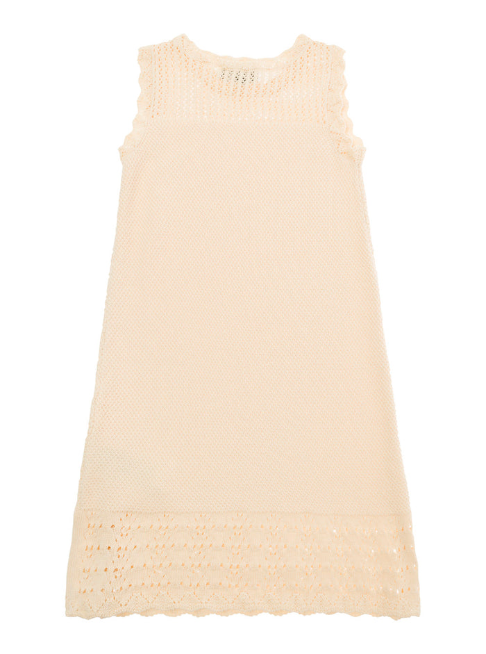 Beige Sleeveless Knitted Dress Cotton Girl