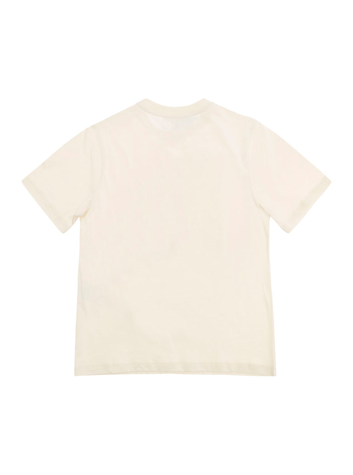 Beige T-Shirt With Front Logo Cotton Boy Tshirts And Polo Shirts