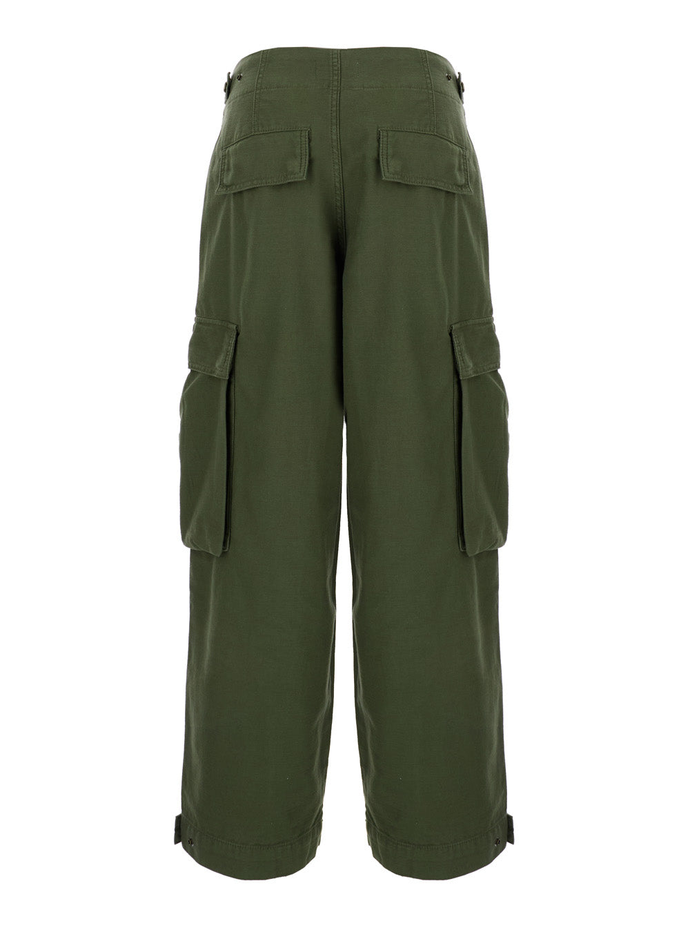 Green Cargo Pants With Patch Pokets Cotton Woman Jean