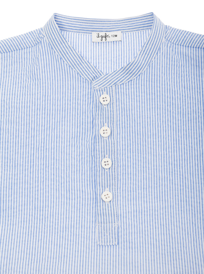 Light Blue And White Shirt Pants Set Stretch Cotton Baby Elastane Suits