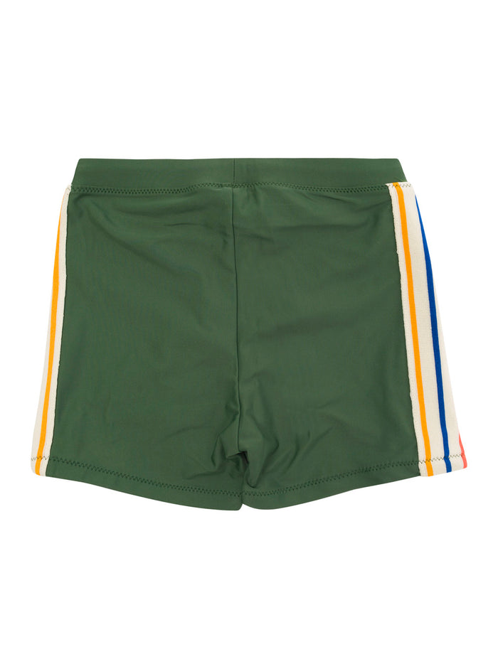 Green Shorts With Logo Lettering Print Polyamide Girl Recycled Elastane And Bermuda