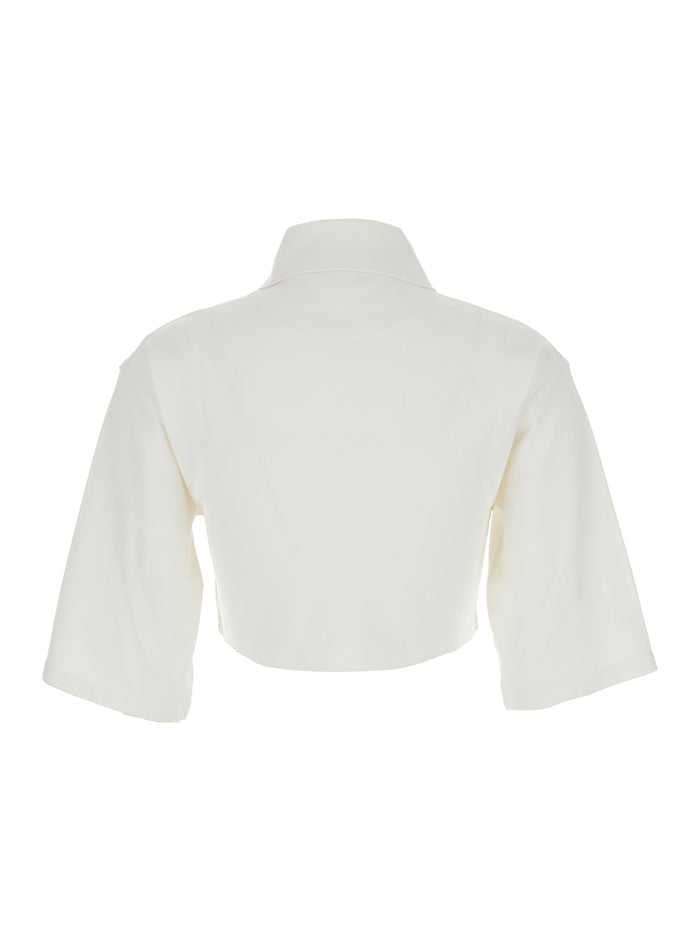 White Crop Shirt Cotton Woman Tshirts And Polo