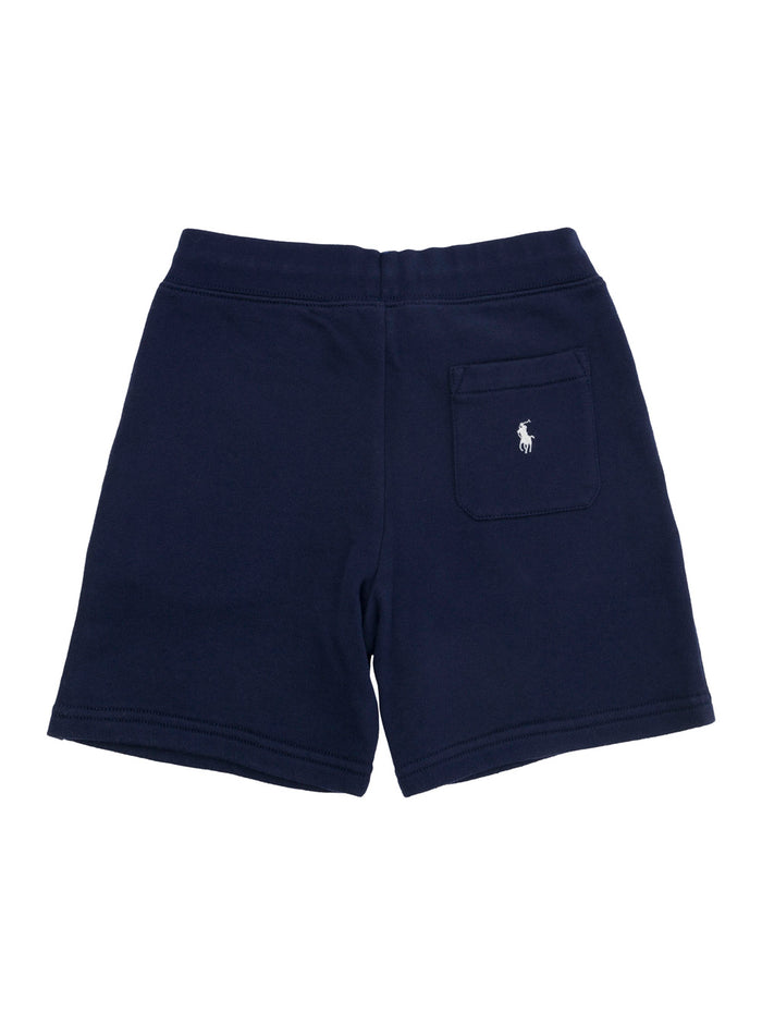 Blue Logo Print Short Pants Cotton Blend Boy Blu Polyester And Bermuda