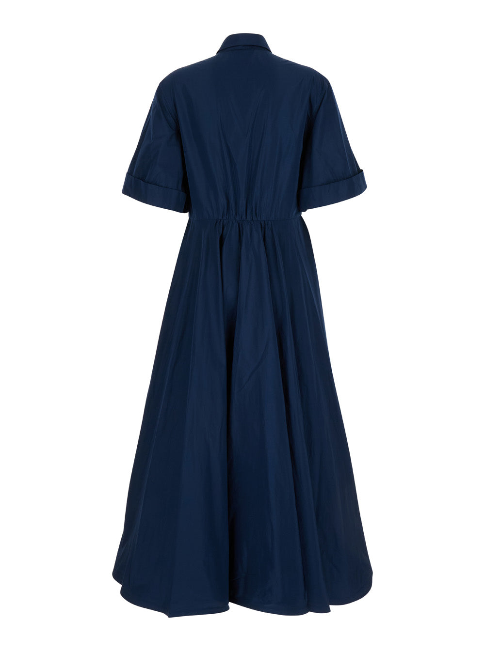 Blue Popline Midi Dress Crepe Fabric Woman Blu Polyester Long