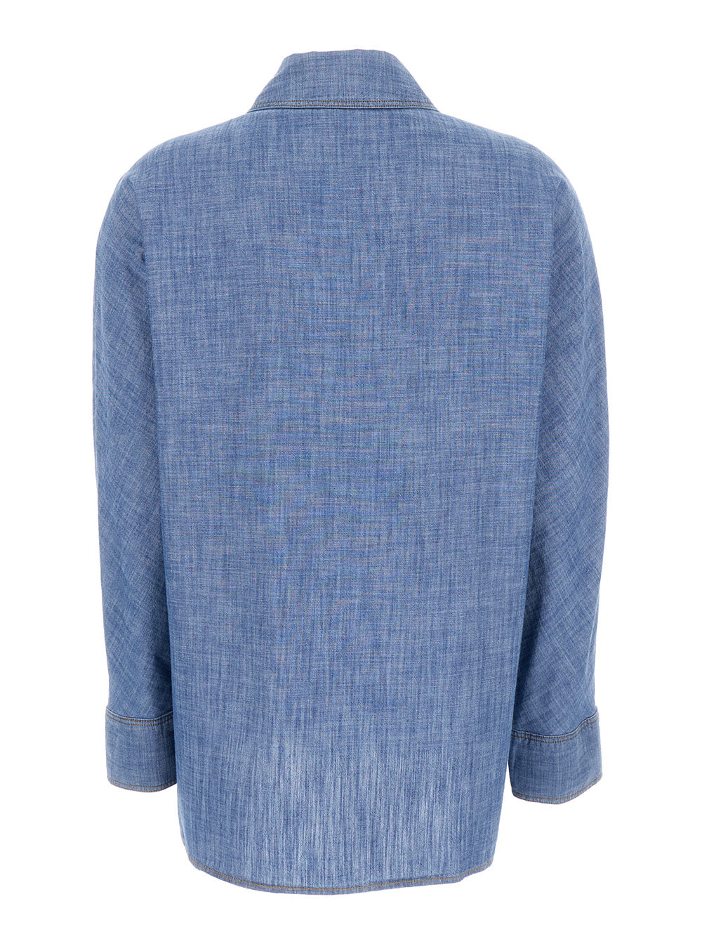 Blue Denim Oversize Shirt Cotton Woman Blu And Blouses