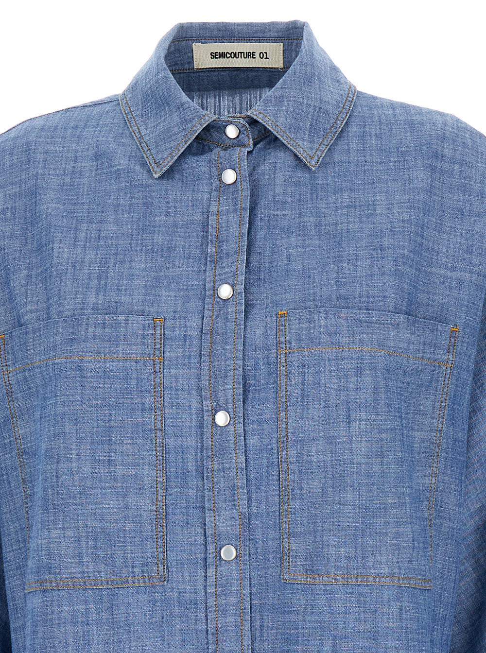 Blue Denim Oversize Shirt Cotton Woman Blu And Blouses