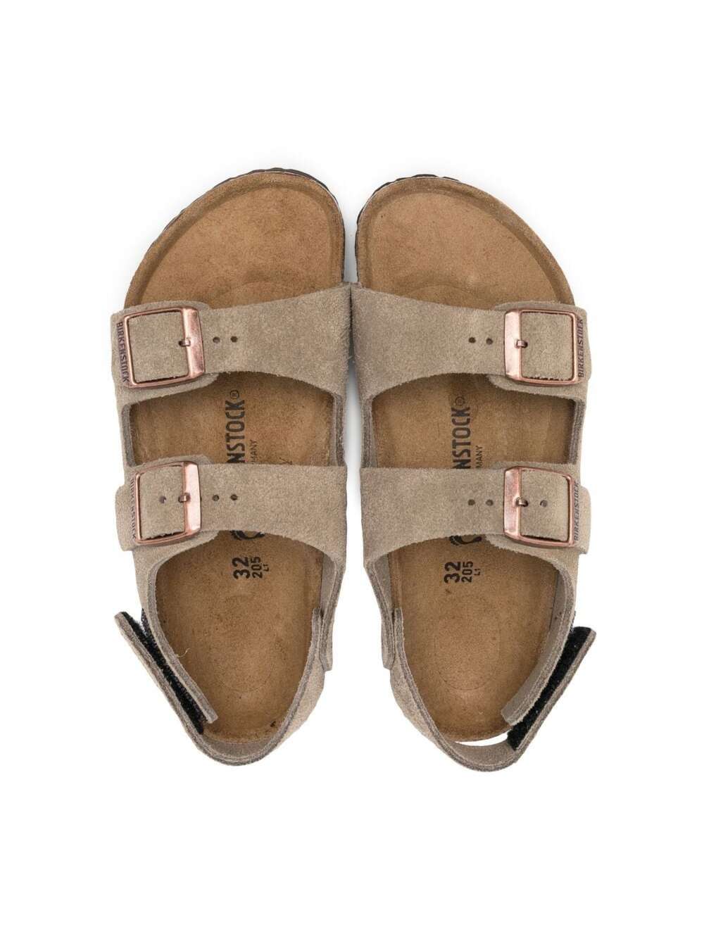Milano Beige Sandals With Engraved Logo Suede Boy Calf Flat Shoes