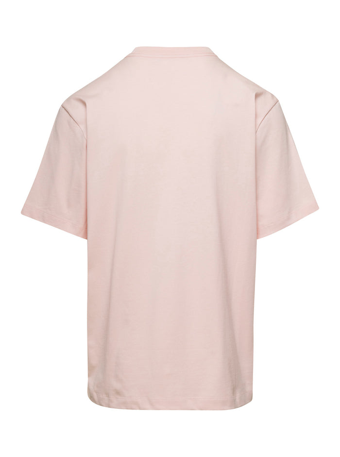 Pink Crew Neck T-Shirt Iin Cotton Man Beige Tshirts And Polo Shirts