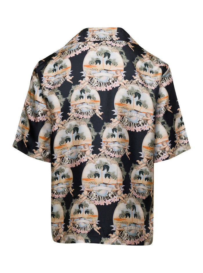 Multicolor Printed Shirt Silk Man Black Twill And Blouses