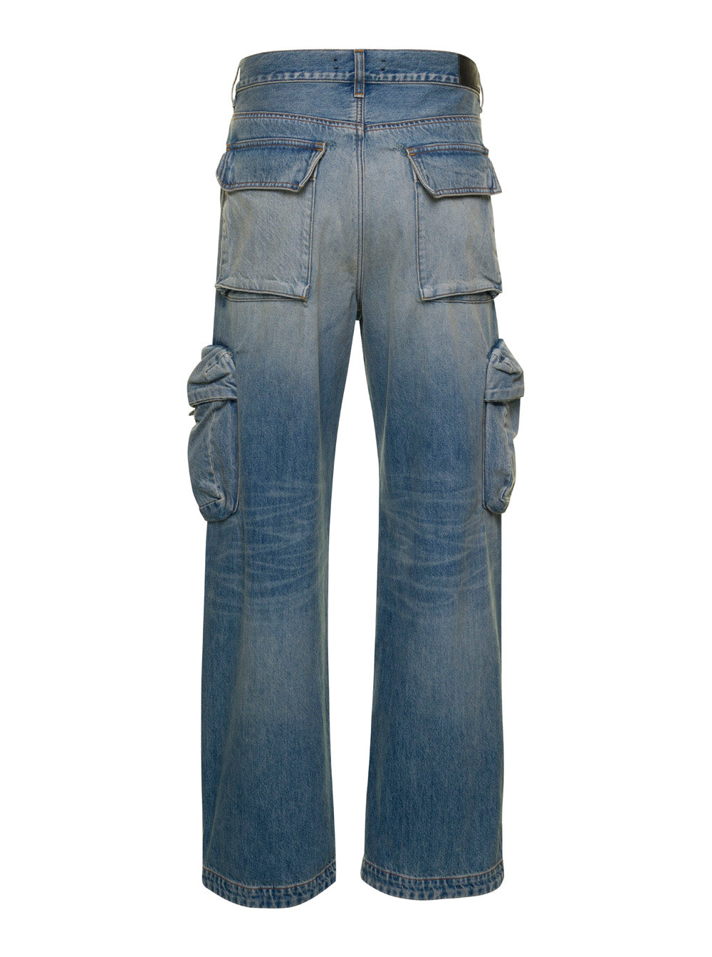 Blue Cargo Jeans Denim Man Blu Cotton