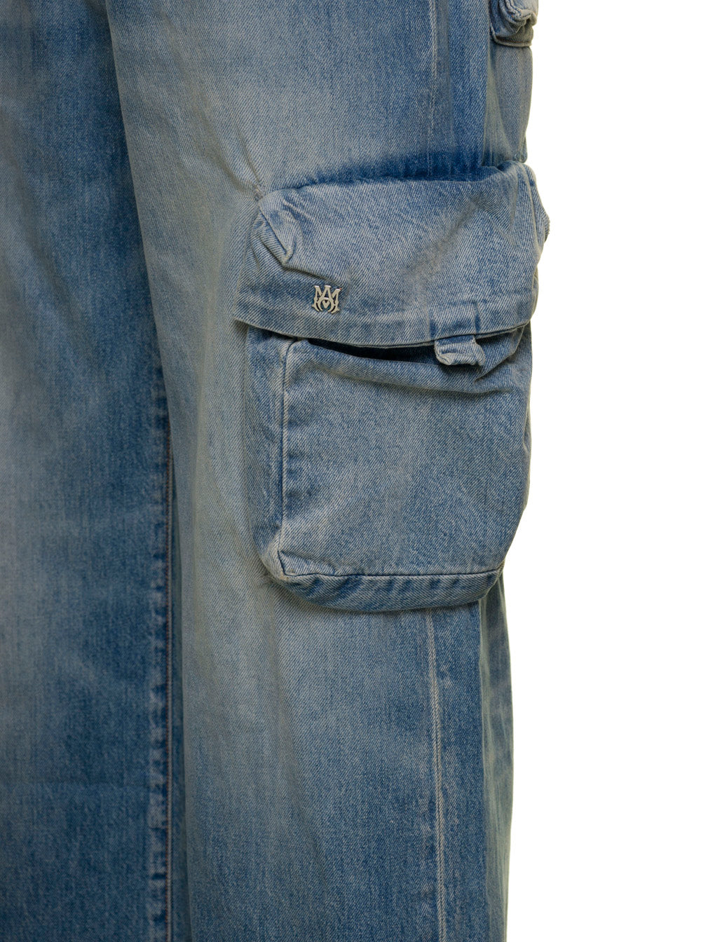 Blue Cargo Jeans Denim Man Blu Cotton