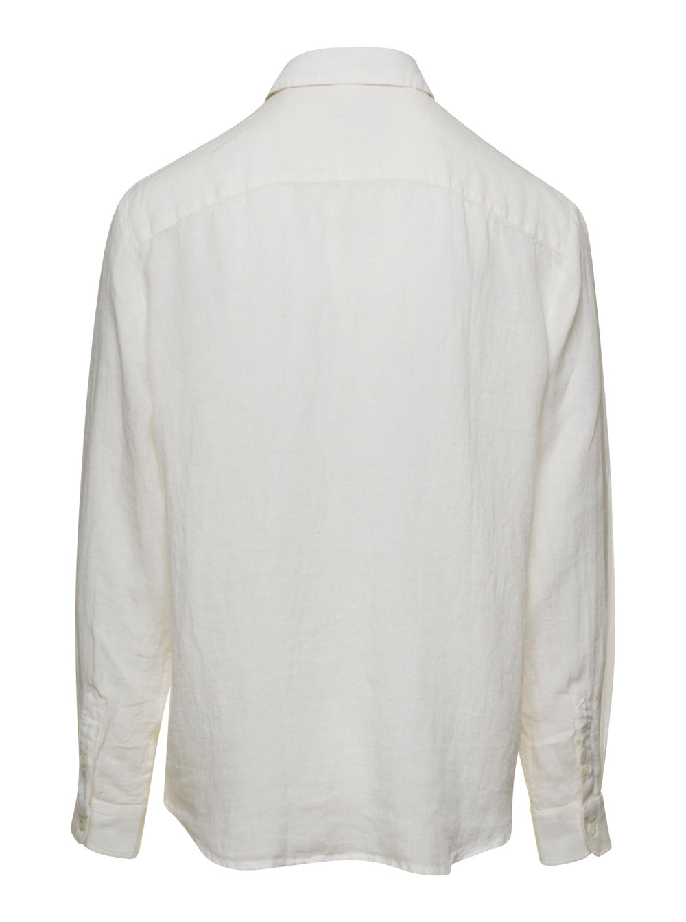 White Relaxed Shirt With Patch Pocket Linen Man And Blouses