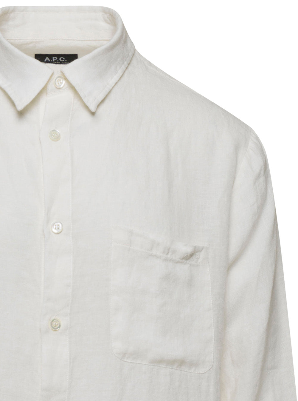 White Relaxed Shirt With Patch Pocket Linen Man And Blouses