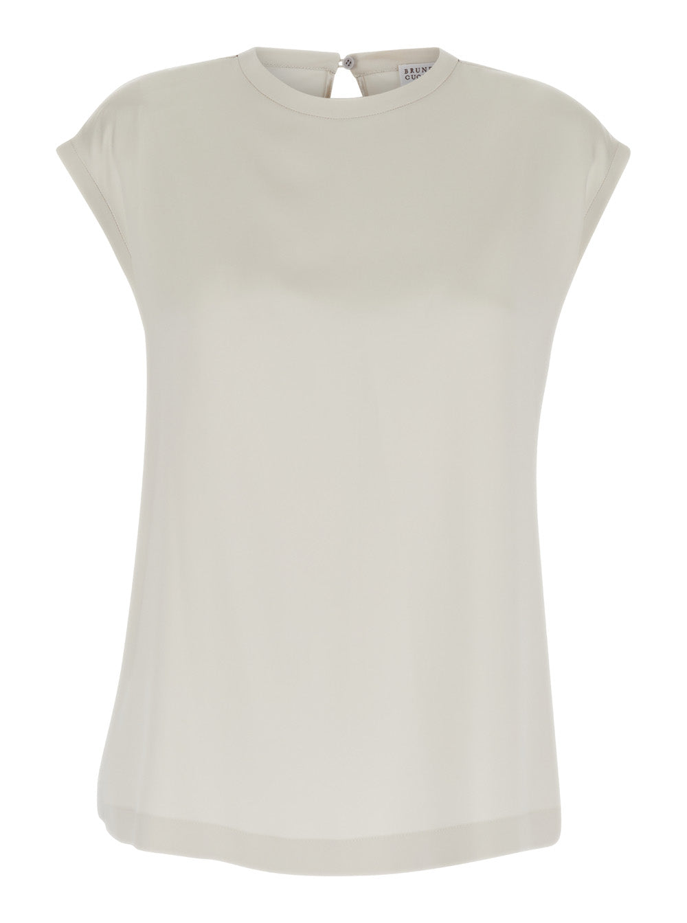 White Cap-Sleeve Satin Top Silk Woman Elastane Tops