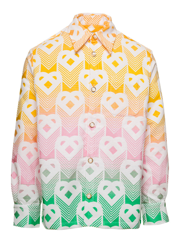 Multicolor Gradient Flying Heart Jacket Cotton Blend Man Shirts And Blouses