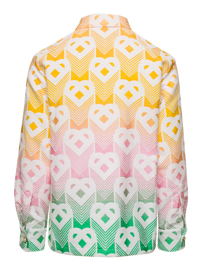 Multicolor Gradient Flying Heart Jacket Cotton Blend Man Shirts And Blouses