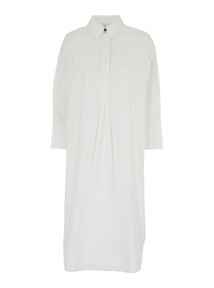 White Chemisier Dress Cotton Woman