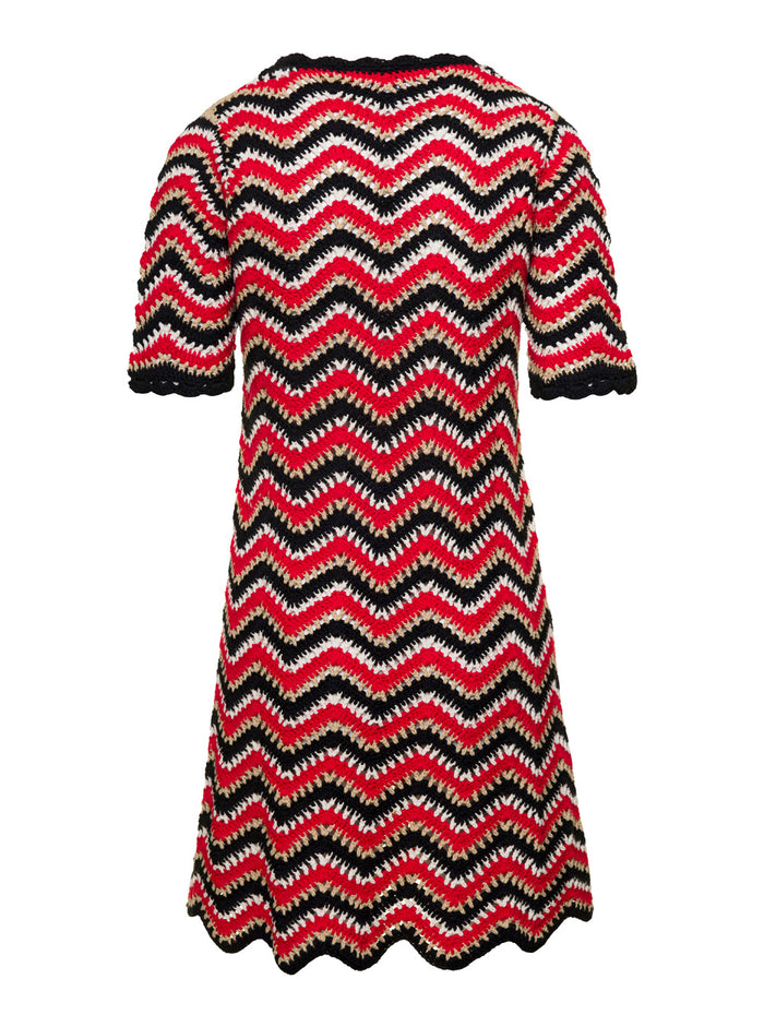 Red Crochet Mini Dress Organic Cotton Woman