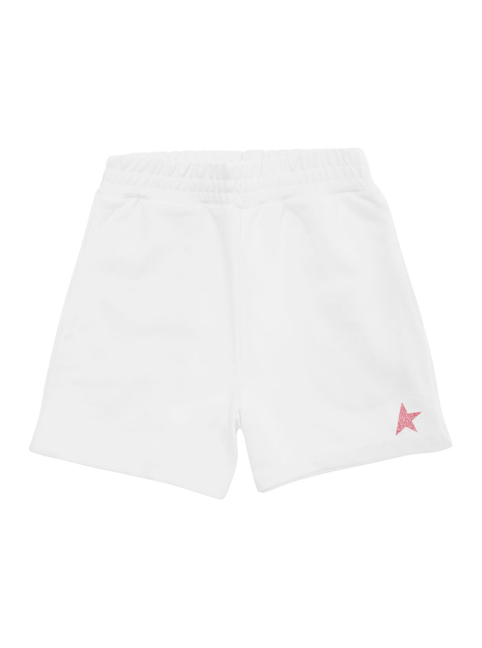 Star - Girls Fleece Shorts Small Glitter Printed Include Cod Gyp… White Cotton Polyester And Bermuda
