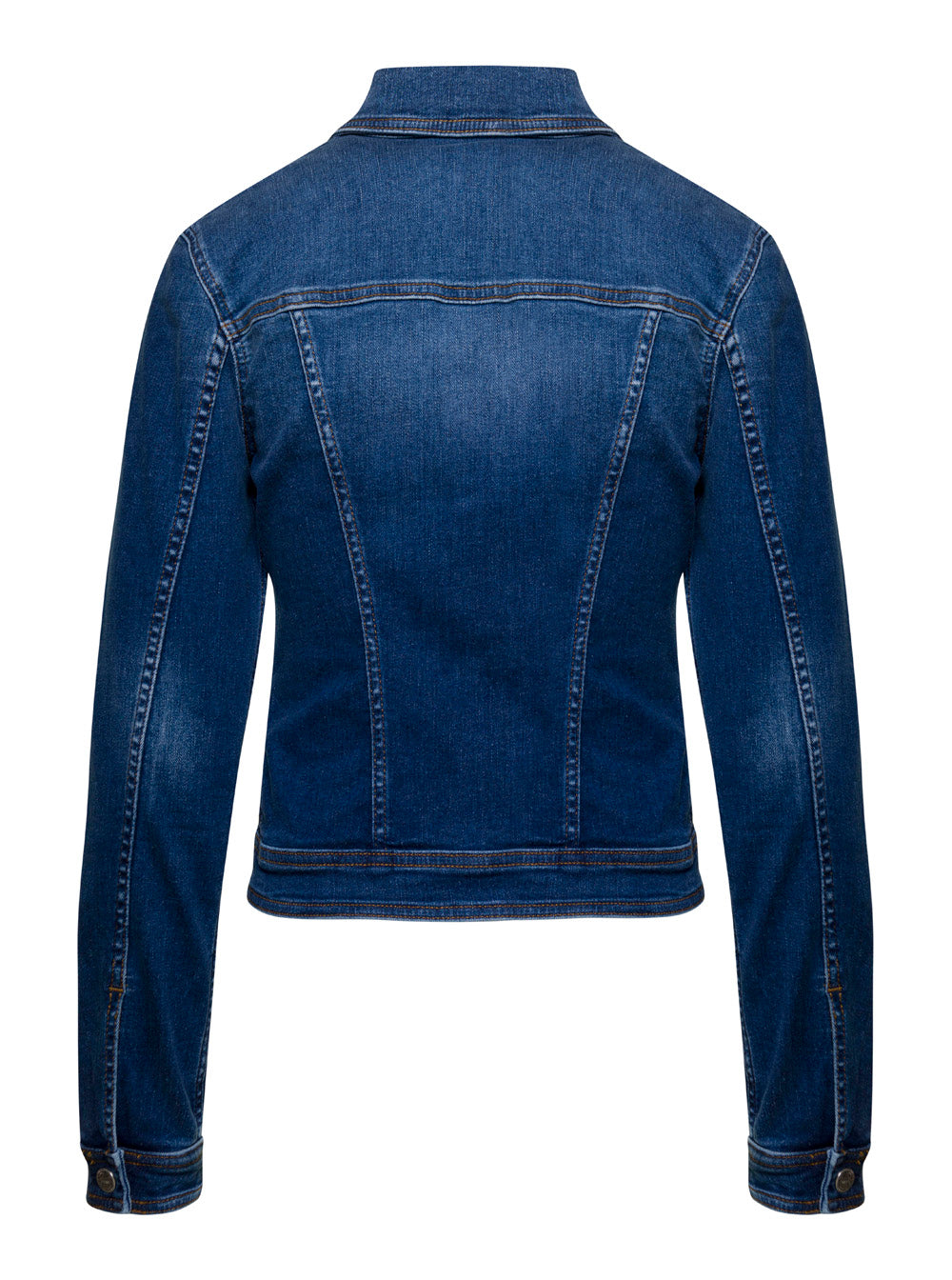 Blue Cropped Denim Jacket Cotton Woman Blu