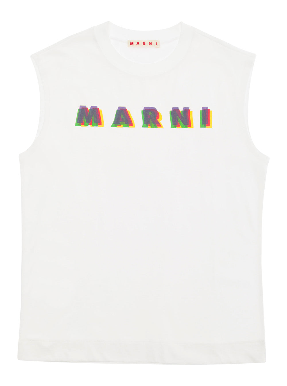 White Sleeveless T-Shirt With Logo Lettering Print Cotton Boy Tshirts And Polo Shirts