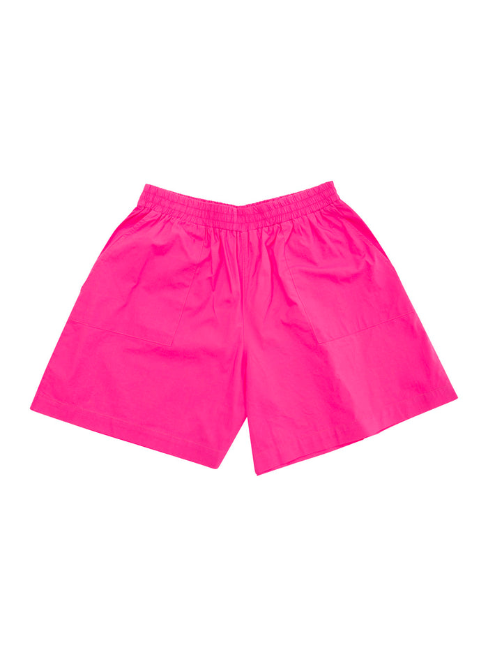 Fuchsia Shorts With Tonal Logo Lettering Embroidery Cotton Girl Pink And Bermuda