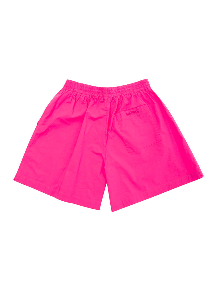 Fuchsia Shorts With Tonal Logo Lettering Embroidery Cotton Girl Pink And Bermuda