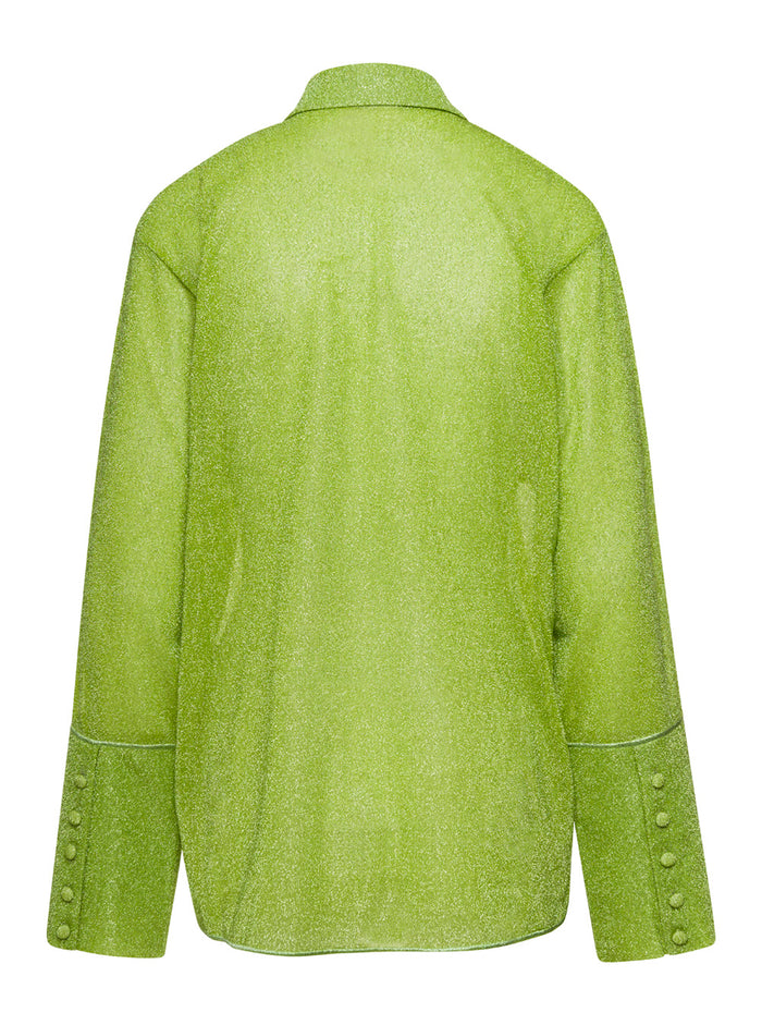 Green Lumière Shirt With Glitter Polyamide Woman Metallic And Blouses