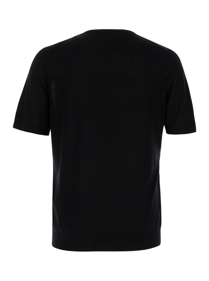 Black Crewneck T-Shirt Silk Man Tshirts And Polo Shirts