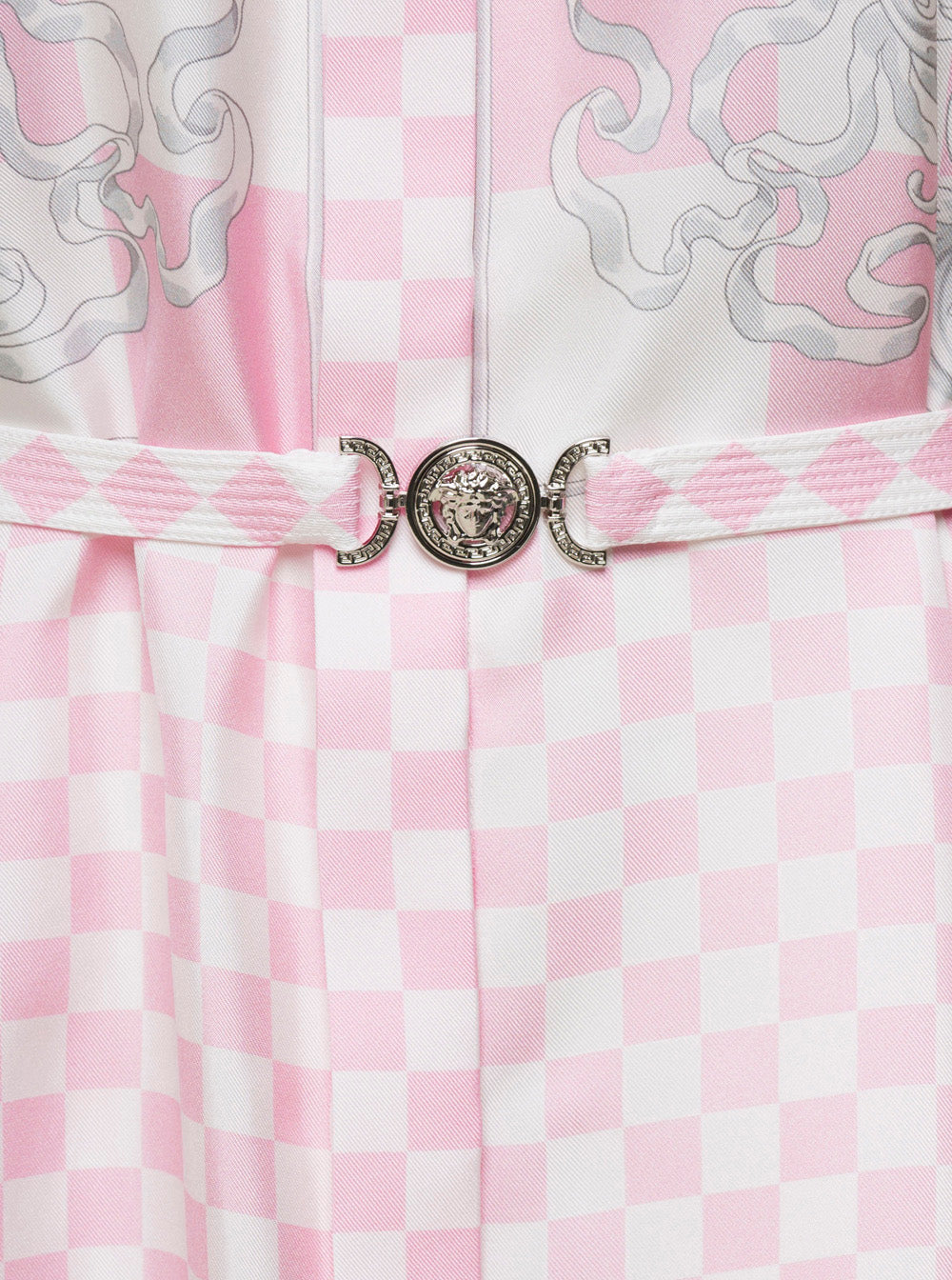 Pink Shirt Dress With All-Over Signature Baroque Print Silk Woman