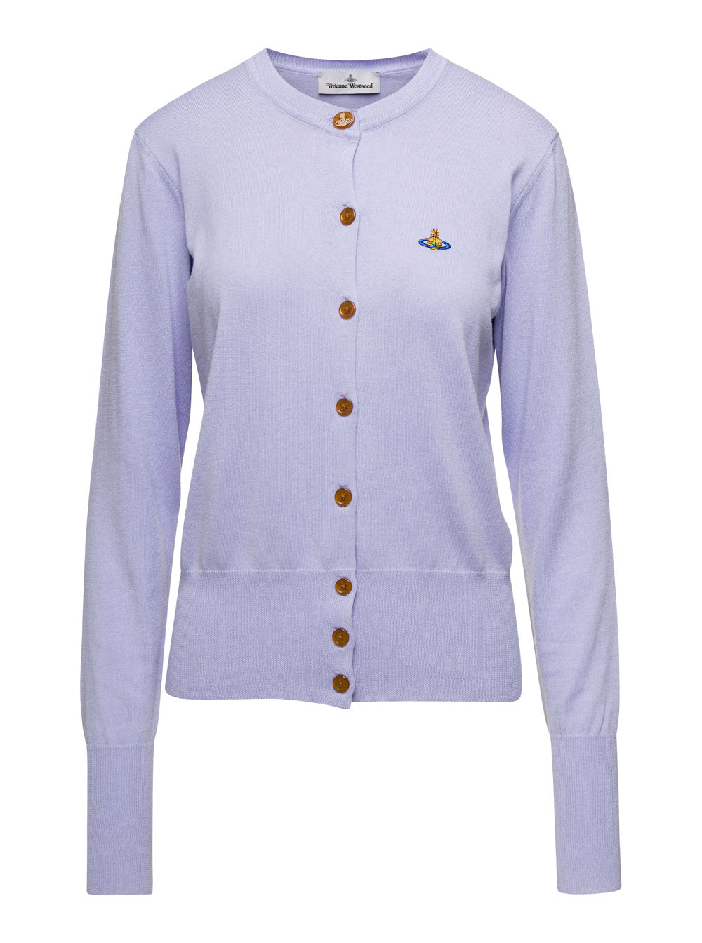 Lillac Cardigan With Signature Embroidered Orb Logo Cotton Woman Violet Jersey