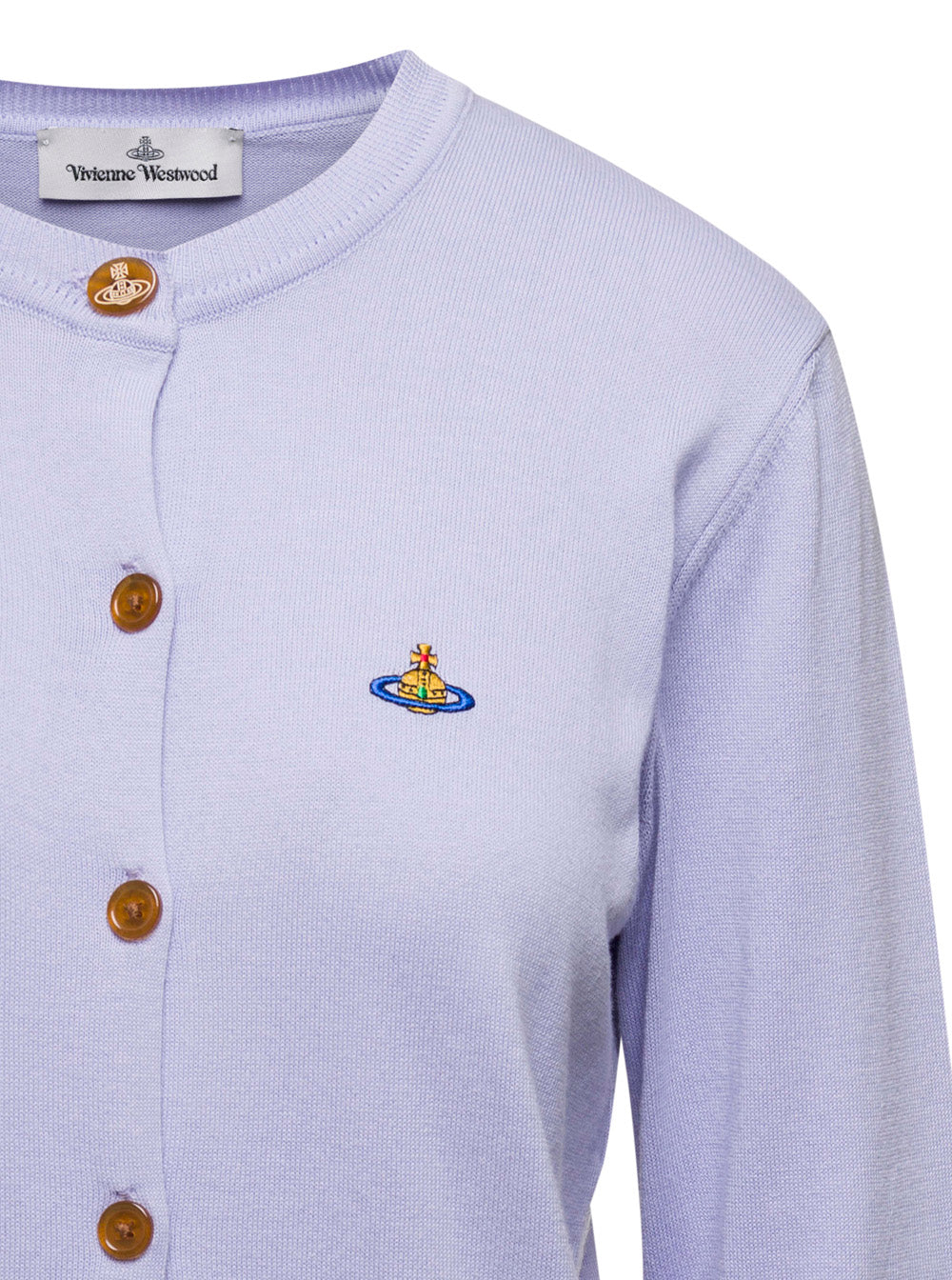 Lillac Cardigan With Signature Embroidered Orb Logo Cotton Woman Violet Jersey