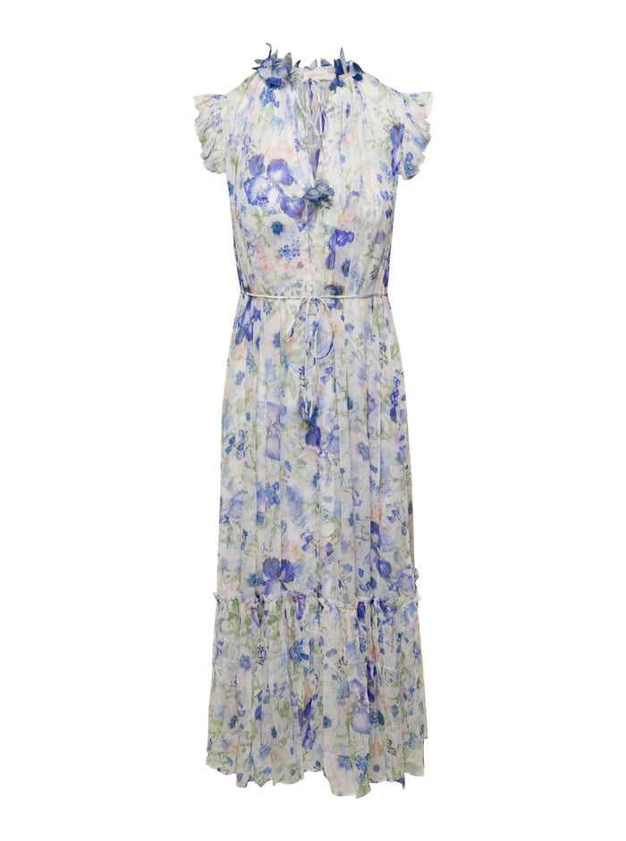 Multicolored Floral Garden Print Maxi Dress Viscose Woman