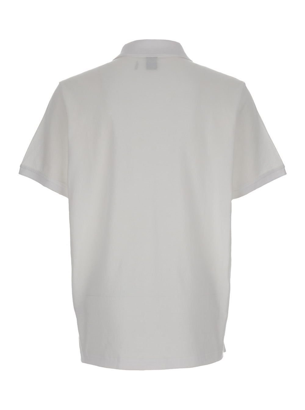 White Polo Shirt With Logo Patch At The Front Cotton Man Tshirts And