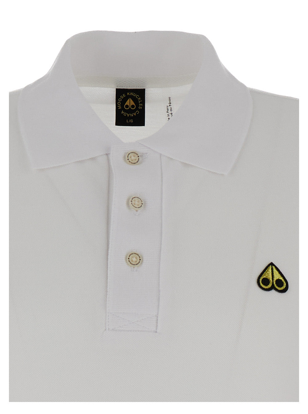 White Polo Shirt With Logo Patch At The Front Cotton Man Tshirts And