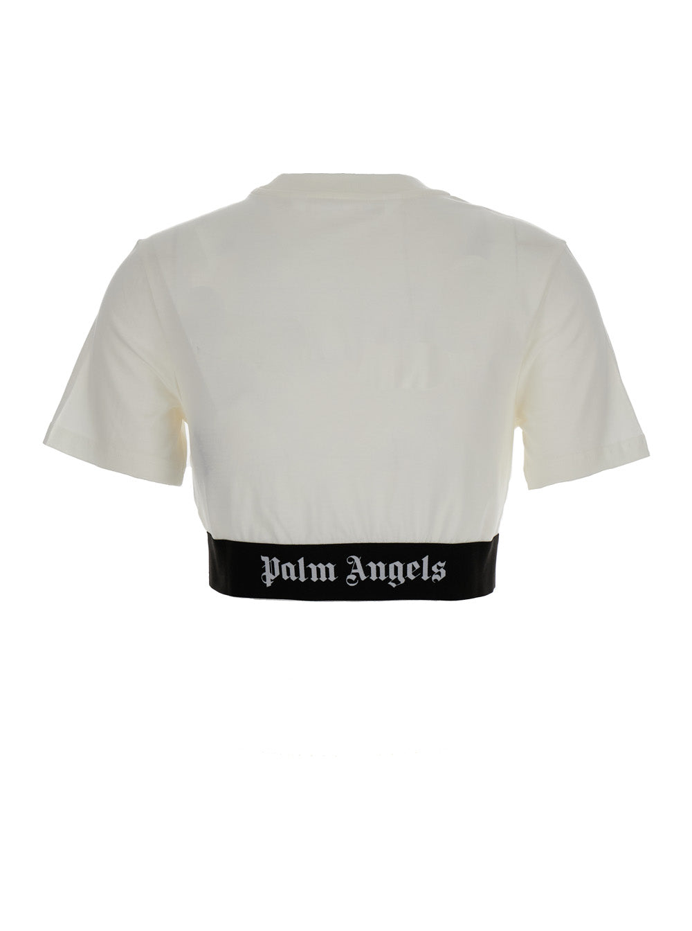 White Cropped T-Shirt With Jacquard Logo Cotton Woman Tshirts And Polo Shirts