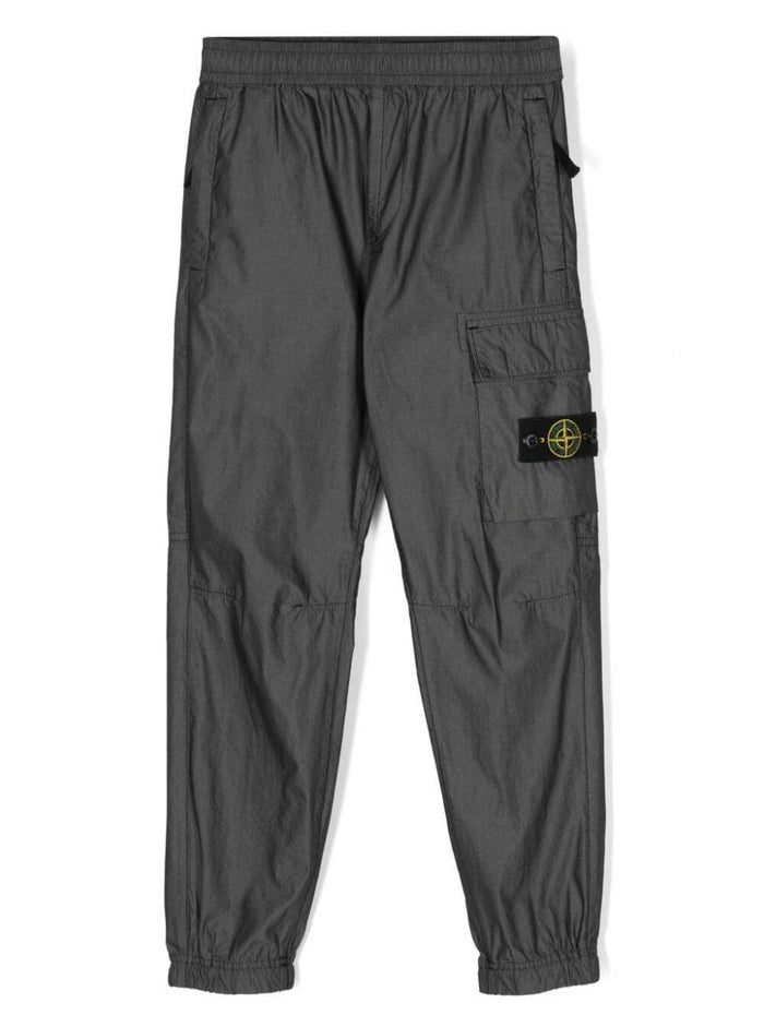 Grey Cargo Pants Cotton Blend Woman Polyester Trousers