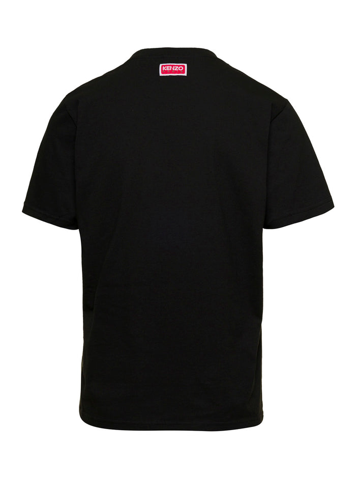 Slim Black T-Shirt With Tiger Patch Cotton Man Tshirts And Polo Shirts