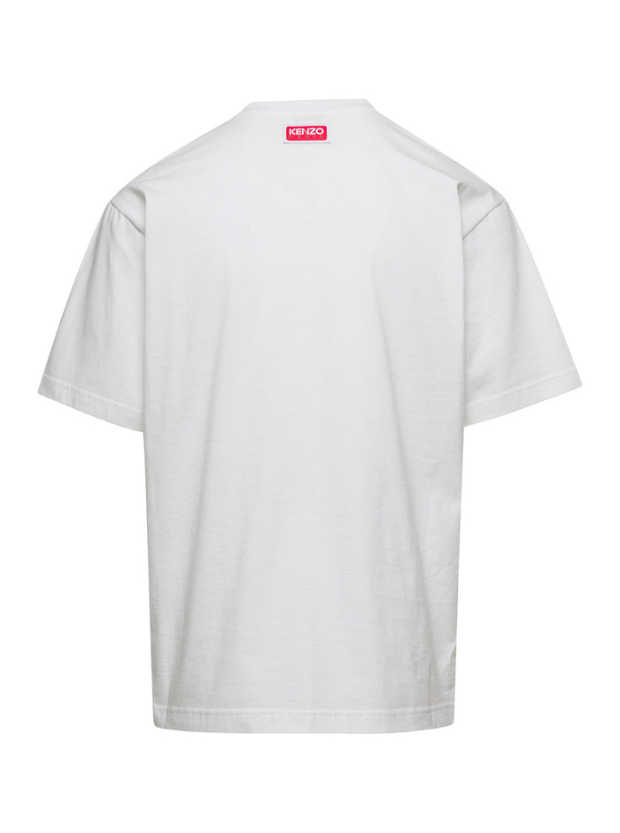 White T-Shirt With Tiger Varsity Embroidery Cotton Man Coton Tshirts And Polo Shirts