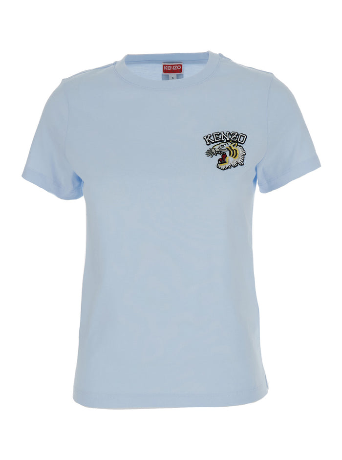 Light Blue Crew Neck T-Shirt Cotton Woman Tshirts And Polo Shirts