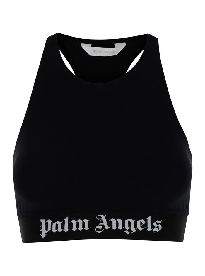 Logo Sport Top Black White Tops