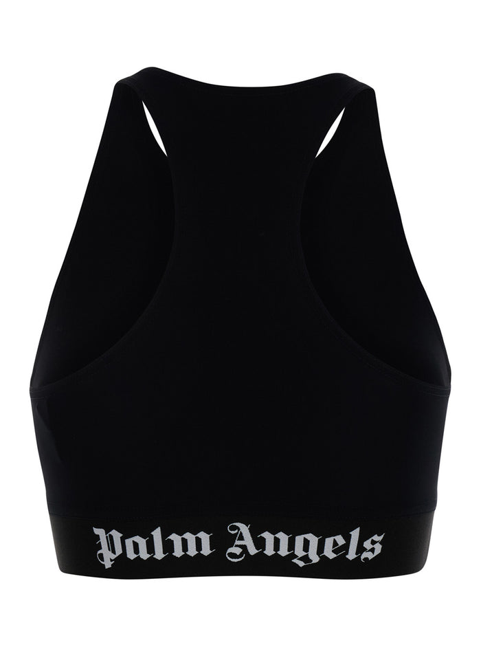 Logo Sport Top Black White Tops