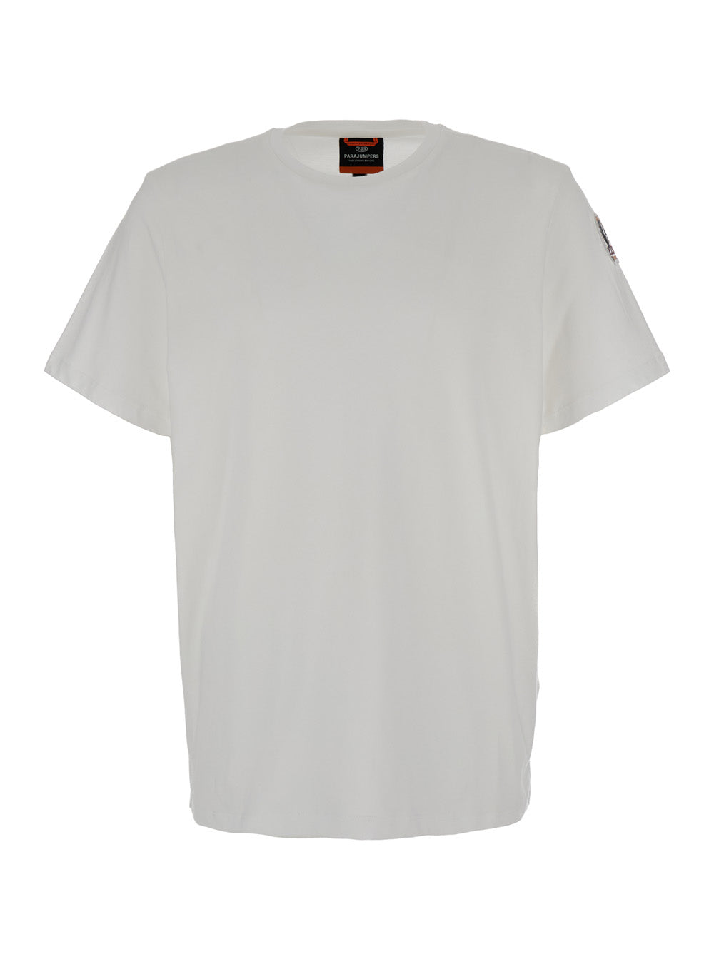 White T-Shirt With Logo Patch On Sleeve Cotton Man Tshirts And Polo Shirts