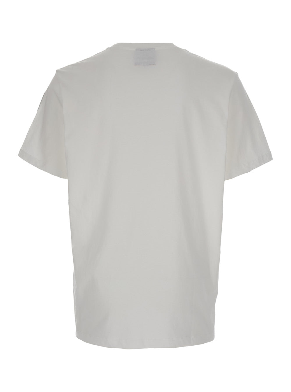 White T-Shirt With Logo Patch On Sleeve Cotton Man Tshirts And Polo Shirts
