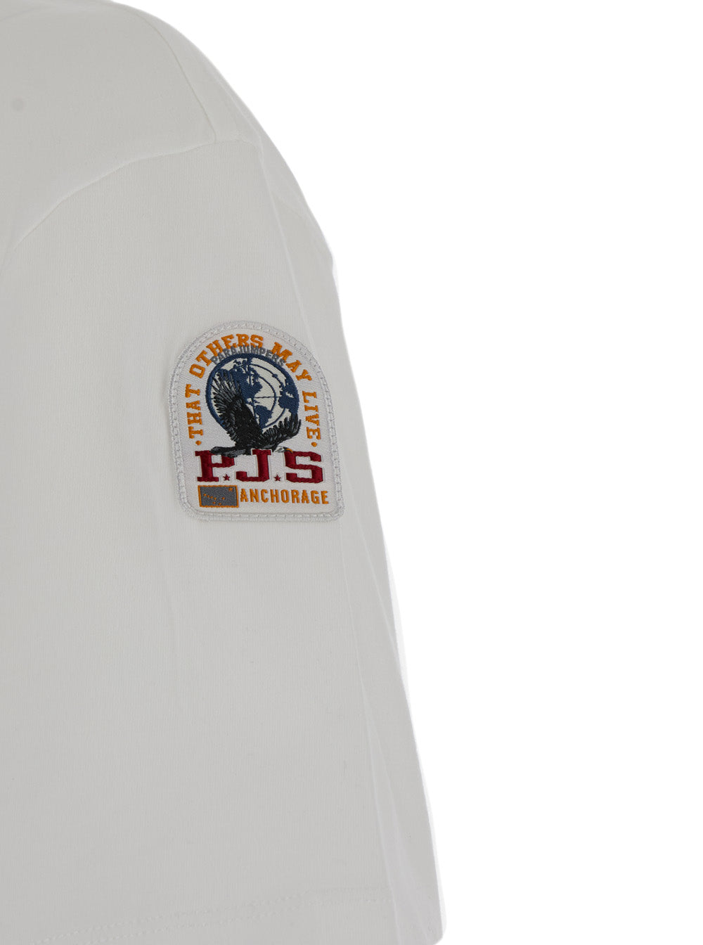 White T-Shirt With Logo Patch On Sleeve Cotton Man Tshirts And Polo Shirts